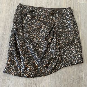 Nanette Lepore Asymmetrical mini Skirt Brown Bronze Sequins